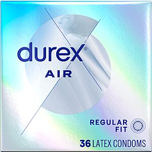 36 Count Durex Air Condoms Extra Thin Condoms $13.65 & More w/ S&S