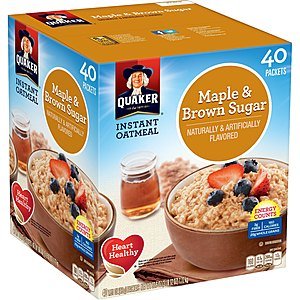 Quaker Instant Oatmeal: Maple (40 Packets) $8 AC / 3 Flavor Variety Pack (52 Packets) $7.90 AC + Free Shipping
