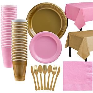 Plastic Tableware Kit for 50 Guests, Includes 537 Pieces (2-color combo): $37.49 AC + FS