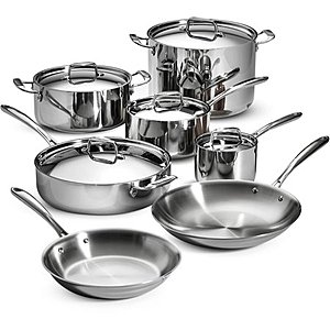 Tramontina 12-Piece Stainless Steel Tri-Ply Clad Cookware Set for $199 + Free Shipping