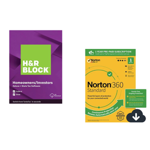 H&R Block Tax Software Deluxe Federal + State Windows Download + Norton 360 for $22.49