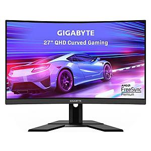 GIGABYTE G27QC 27" 165 Hz 1440P Curved Gaming Monitor, 2560x1440 VA 1500R Display, 1ms (MPRT) Response Time, 92% DCI-P3, HDR Ready, FreeSync Premium, 1 x DP 1.4 $278.39 AC Shipped