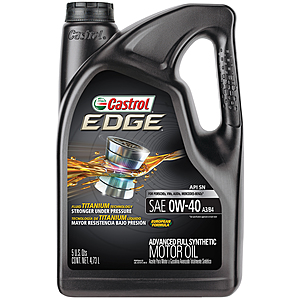 Castrol EDGE 0W-40 (Euro) Full Synthetic Motor Oil 5 QT - $18.34 or less @ Amazon and Walmart