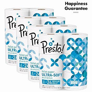 Amazon.com - Amazon Brand - Presto! Ultra-Soft Toilet Paper, 308-Sheet Mega Roll, 24 Count - As low as $12.39 with Free Shipping w/S&S (Prime Members Only)