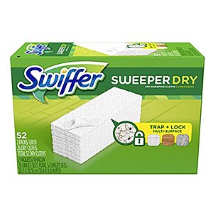 Amazon.com - Swiffer Sweeper Dry Sweeping Pad, Multi Surface Refills for Dusters Floor Mop, Unscented, 52 Count - As low as $5.96 with Free Shipping w/S&S (Prime Member Exclusive)