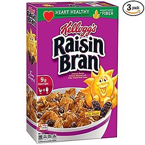 Amazon.com - 3x Kellogg's Raisin Bran Breakfast Cereal, 18.7 Ounce Box - As low as $4.18 with Free Shipping w/SS
