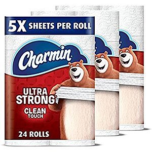 Amazon - Charmin Ultra Strong Toilet Paper, Family Mega Roll with Clean Touch (5x More Sheets*), 24 Count -19.49 w/15% S&S - clip 3.00 coupon + coupon code
