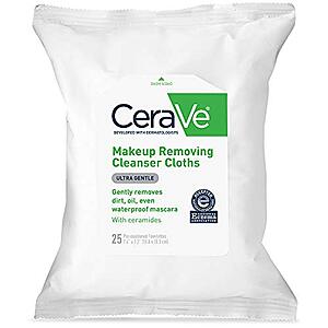 25-Count CeraVe Makeup Removing Fragrance Free Cleanser Cloths 2 for $5.23 ($2.61 each) w/ S&S + F/S w/ Prime or on Orders $25+