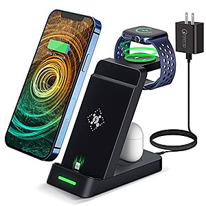 3-in-1 Starmork Fast Charging Station Dock Stand w/ Adapter for iPhone, Apple Watch & AirPods $10.50 + F/S w/ Prime or on Orders $25+