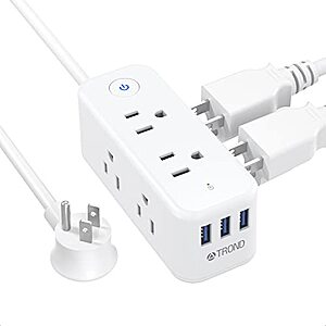 Trond 9-in-1 Surge Protector Power Strip w/ 5ft Extension Cord, 6 Widely Outlets & 3 USB Ports (Can Wall Mount) $9.99 + Free Shipping w/ Prime or on $25+
