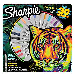 30-Count Sharpie Permanent Marker Spinner Pack (Assorted Colors) $12