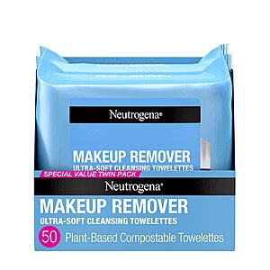50-Count Neutrogena Cleansing Fragrance Free Makeup Remover Face Wipes (2-Pack 25-Count) $5 w/ S&S + F/S w/ Prime or on Orders $35+