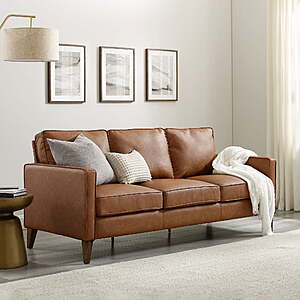 76" Hillsdale Jianna Faux Leather Sofa (Saddle Brown) $218 + Free Shipping