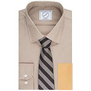 Men's Bespoke Classic-Fit Dress Shirt, Tie & Pocket Square Set (Various Colors) $16 + F/S on Orders $49+