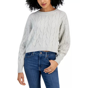 Women's Apparel: Pink Rose Juniors' Cable-Knit Cropped Crewneck Sweater $7.76, ID Ideology Printed Tiered Flounce Skort $5.26 & More + Free Store Pickup at Macy's or F/S on $25+
