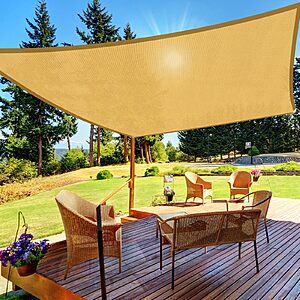 10'x 13' HappyTrends Sun Shade Sail Rectangular Patio Canopy (Sand) $15 + F/S w/ Prime or on Orders $35+