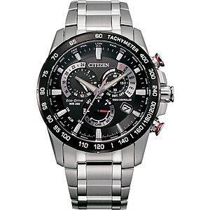 Citizen Men's Eco-Drive Sport Luxury PCAT Chronograph Watch Stainless Steel, Black Dial (Model: CB5898-59E) $265