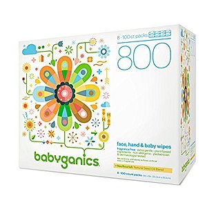 800 ct Babyganics Fragrance-Free Face Hand and Baby Wipes $12.37