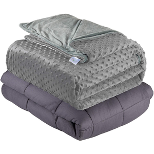 Quility Weighted Blanket, 60 x 80 in for Full/Queen Size Bed 20 lbs, Grey with Removable Navy Blue Duvet Cover $60