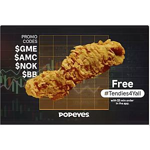 Popeyes Mobile App: 3-Piece Chicken Tenders Free w/ $5+ minimum purchase