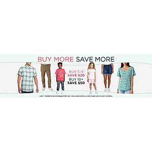 Costco Members: Extra Savings on Select Clothes and Shoes: $50 Off 10+ Items or $20 Off 5-9 Items (Online Savings Only) + Free Shipping