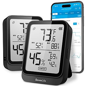 2-Pack GoveeLife Bluetooth Hygrometer Thermometer (H5104): $14.99 + Free Shipping