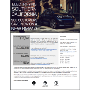 $10,000 Off a BMW i3 EV on top of other credits for Southern California Edison - SCE residential customers