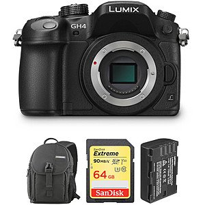 Panasonic Lumix DMC-GH4 Mirrorless Micro Four Thirds Digital Camera Body with Accessories Kit $697.99
