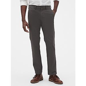 GapFlex Men's Essential Khakis in Straight Fit with Washwell (soft black, limited sizes) $10 + free shipping
