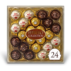 24-Count Ferrero Rocher Collection, Fine Hazelnut Milk Chocolates (Assorted Coconut Candy and Chocolates) $7.50 + free shipping w/ Prime or on $25+