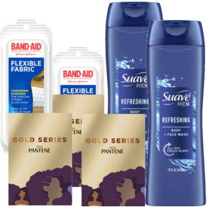 2-Count 15-Oz Suave Men's Body Wash + 3-Count Pantene Gold Series Repairing Mask + 2-Count Band Aid Travel Pack $1.58 + free pickup at Walgreens