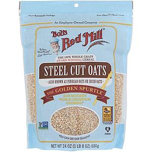 Bob's Red Mill: 24-Oz Steel Cut Oats Cereal $2.17, 13-Oz Premium Whole Flaxseed $1.37, 30-Oz Pearl Barley $2.37, 22-Oz Organic Whole Grain Corn Flour $2.15, more + FS