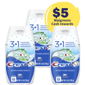 3-Pack 4.6-Oz Crest Complete Toothpaste + $5 Walgreens Cash $3 + Free Store Pickup