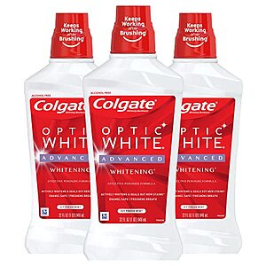 3-Pack 32-Oz Colgate Optic White Whitening Mouthwash (Fresh Mint) $12 ($4 each) w/ S&S + Free Shipping w/ Prime or on orders over $25