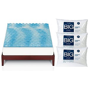 Kohls Cardholders: 1.5" The Big One Gel Memory Foam Mattress Topper (any size) + 3-Pack Microfiber Pillow $29.37+ free shipping