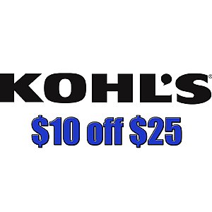 Kohls Coupon: $10 off $25 + free store pickup on qualifying items or free ship on $75