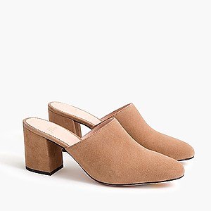 J.Crew Women's Shoes: High Block Suede Heel Mules (Brown, Size 11 or 12) $13.60 & More + Free Shipping