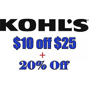 Kohl's Stackable Coupons: $10 Off $25+ w/ $5 Kohl's Cash & Extra 20% Off + In-Store Pickup