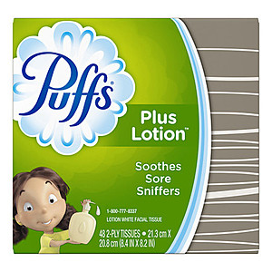 Puffs Facial Tissues: 48-Sheet Plus, 96-Sheet Everyday Non-Lotion $1 each & More + Free S&H