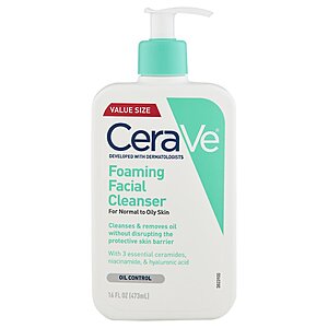 CeraVe Foaming Facial Cleanser, Oil Control Face & Body Wash for Normal to Oily Skin, 16 fl oz. $13.66