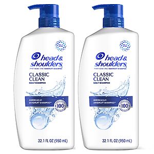 Head & Shoulders Dandruff Shampoo, Anti-Dandruff Treatment, Classic Clean for Daily Use, Paraben Free, 32.1 Fl Oz, Twin Pack [Subscribe & Save] $21.81