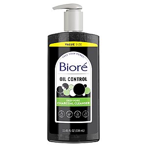 Biore Deep Pore Charcoal Face Wash, Daily Facial Cleanser for Dirt & Makeup Removal, for Oily Skin, 11.45 fl oz [Subscribe & Save] $6.42