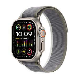 Apple Watch Ultra 2 [GPS + Cellular 49mm] Smartwatch with Rugged Titanium Case & Green/Grey Trail Loop M/L $699