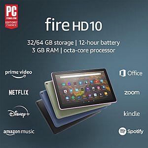 Prime Members: 32GB Amazon Fire HD 10 Tablet (2021, Various Colors) $75 + Free Shipping