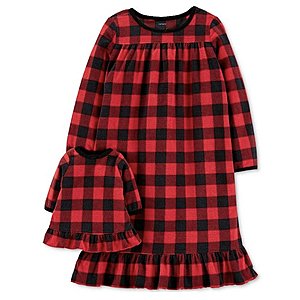 Carter’s Buffalo check matching girl and doll nightgown, size 5T $10