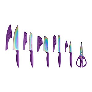 11-Pc Farberware Rainbow Titanium Cutlery Set: Blue $19.80, Purple $19.35