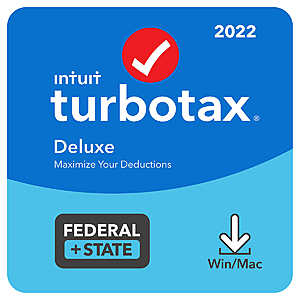 Costco Members: TurboTax 2022 + $10 Add-on Credit: Deluxe (Federal + State) $45 & More (PC/Mac Download)