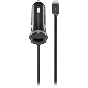 Insignia™ 17 W Apple MFi Certified 9' Vehicle Charger for iPhone/iPad/iPod Black NS-MCC17L9K - $4.49