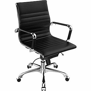 Poly and Bark Ribbed Mid Back Office Vegan Leather Chair $57.94 + Free S/h