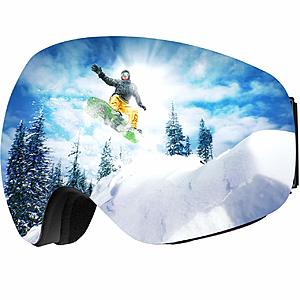 OMORC OTG Ski Goggles, Anti-Fog Snowboard Goggles with Spherical Dual Lens, 100% UV400 Protection Snow Goggles for Men Women Youth - Helmet Compatible - $11.49
